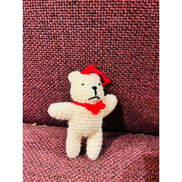 Vintage Christmas tiny bear ornament - Picture 4 of 4